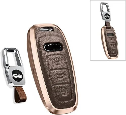 Vista 9 de SANRILY Funda de llave para Audi 2020 2021 de cuero de metal, Negro