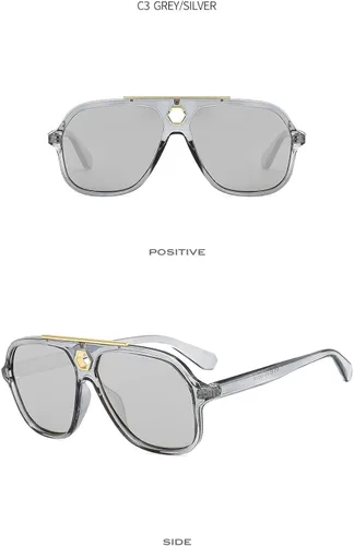 Vista 3 de ZLJSHIHOI Gafas de sol vintage retro de los años 70 para mujeres y hombres marco de aviador cuadrado grande UV400 de moda