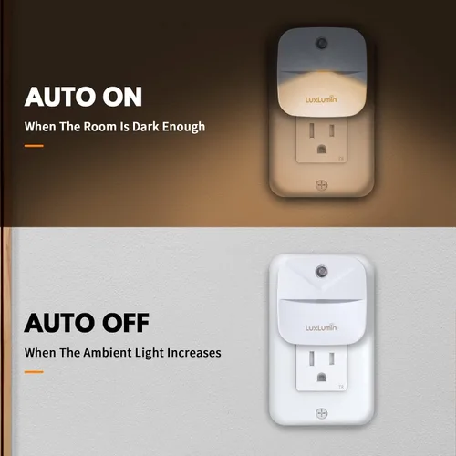 Vista 2 de LuxLumin Las luces LED nocturnas se enchufan a la pared con sensor de atardecer a amanecer, se encienden y apagan automáticamente, luz nocturna
