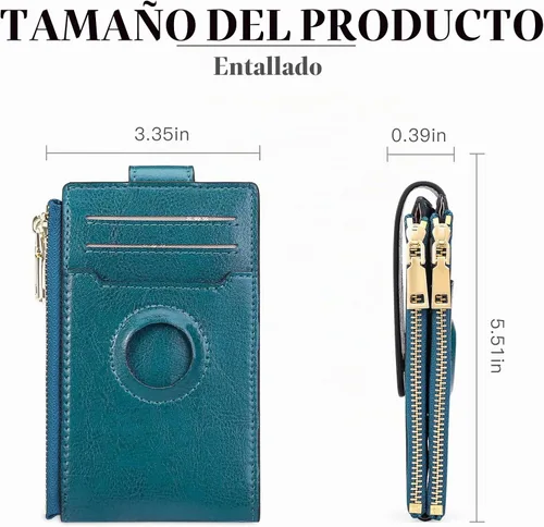 Vista 5 de FALAN MULE Airtag - Cartera para mujer con funda integrada integrada AA-Azul pavo real