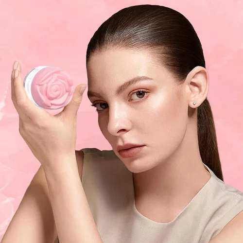Vista 7 de Paquete de 24 frascos vacíos en forma de flor de rosa rosa, recipientes de plástico transparente a prueba de fugas para cosméticos con tapas