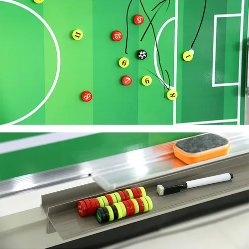 Vista 6 de Tabla magnética de entrenamiento de fútbol, tabla grande de tácticas de fútbol móvil, 40 x 28 pulgadas, marcador de borrado en seco, tabla rodante