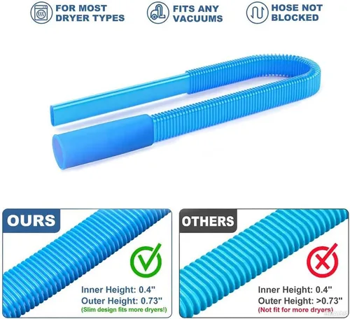 Vista 3 de Kit limpiador de ventilación de secadora: accesorio universal para manguera de vacío, se adapta a todas las aspiradoras, azul