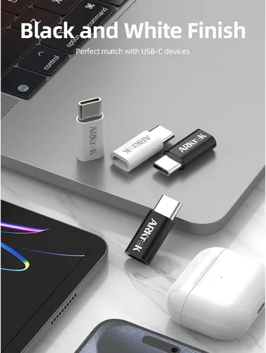 Vista 7 de ARKTEK Paquete de 4 adaptadores USB-C macho micro USB hembra tipo C, adaptador de transferencia de datos rápida y carga universal compatible