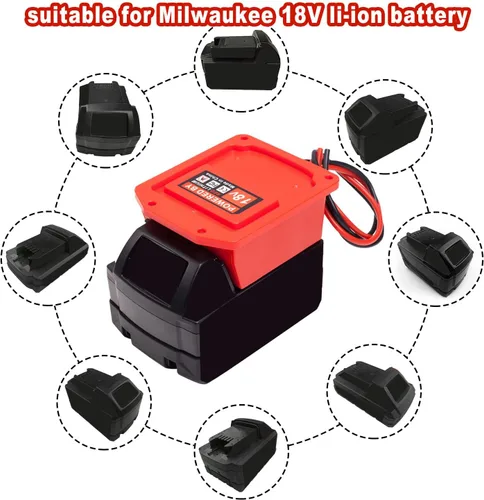 Vista 5 de Adaptador para Power Wheel para batería Milwaukee M18 de 18 V, conector de potencia calibre 14