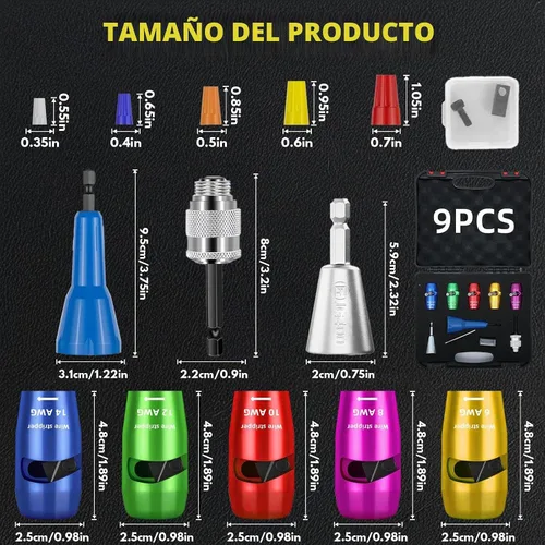 Vista 7 de Herramienta para pelacables para taladro, herramienta de pelacables de impacto mejorada de 2025 con regulaciones estadounidenses y conector