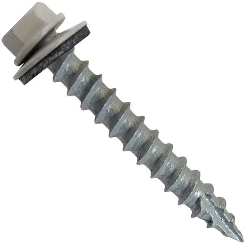 Vista 14 de Tornillos para techos de metal #14 (750) Tornillos x 1-1/2 "ABC Gris Arandela hexagonal Tornillo de techo de chapa metálica para techo.