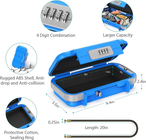 Vista 3 de ORIA Funda de seguridad portátil, caja de seguridad portátil, caja de seguridad con combinación de 4 dígitos, caja de seguridad para teléfonos