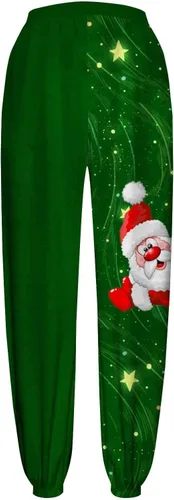 Vista 4 de joysale Womens Lightweight Sweatpants Christmas Winter High Waisted Bottom Pants Joggers Pants with Pockets