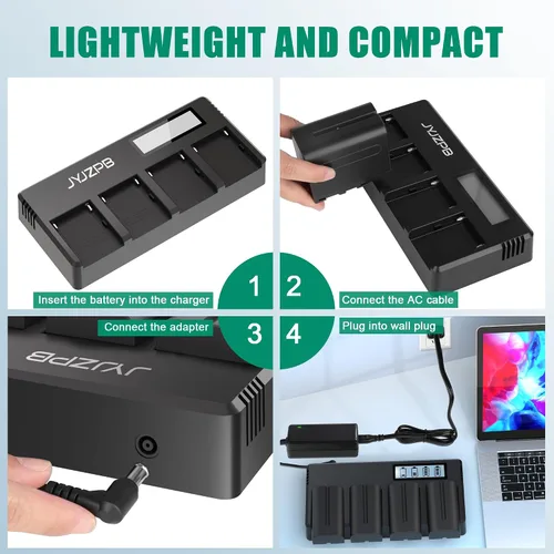 Vista 7 de JYJZPB Cargador rápido NPF de 4 canales para cargador de batería Sony NP-F970, NP-F550, NP-F570, NP-F750, NP-F770, NP-F930, NP-F950, NP-F960 Batería