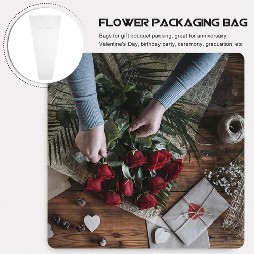 Vista 5 de Didiseaon 50 bolsas de plástico para ramo de flores, fundas de celofán desechables, bolsas de embalaje de ramo de flores transparentes para bodas