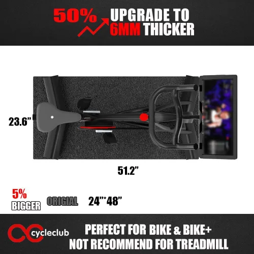 Vista 2 de Cycleclub Alfombrilla de bicicleta compatible con bicicleta Peloton, elíptica, alfombra de cinta de correr, 0.236 in de grosor, almohadilla