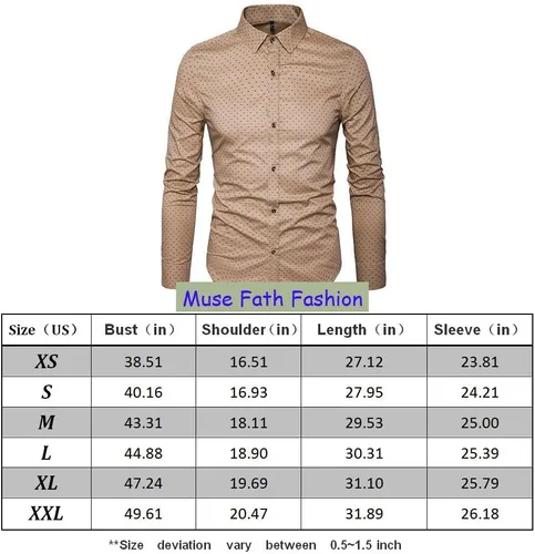Vista 6 de MUSE FATH Camisa de vestir casual de manga larga de algodón estampado para hombre