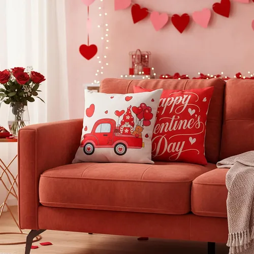 Vista 4 de Newwiee 10 Piezas Fundas de Almohadas Decorativas del Día de San Valentín Decoraciones Corazón Amor Globo Rojo de San Valentín Fundas de Almohadas