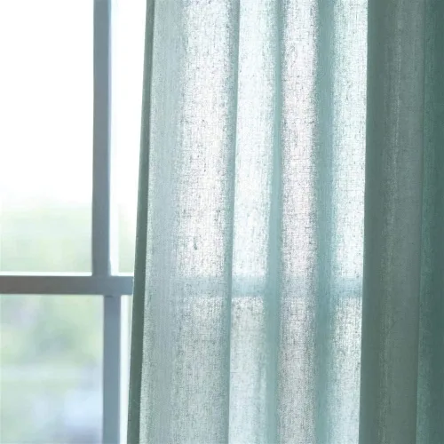 Vista 5 de Lush Decor Par de cortinas de ventana con solapas anudadas de yute, 45" x 84", azul