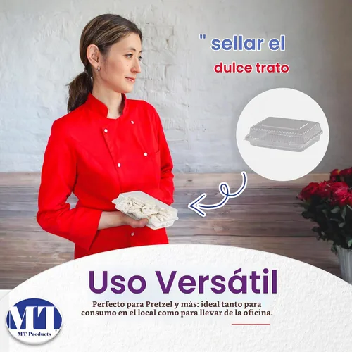 Vista 5 de MT Products Recipientes transparentes para llevar OPS de 6.8 x 5.6 x 2.1 pulgadas, recipientes de plástico para postres con tapas, paquete de 40