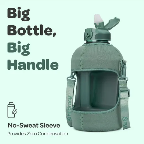 Vista 8 de Hydracy Botella de agua de plástico Tritan de 2.3 L sin BPA con correa de hombro ajustable, tapa a prueba de derrames y práctica boquilla de Lus