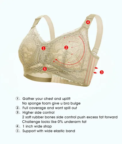Vista 7 de Baetty Minimizer Bras for Women No Underwire Full Coverage Wirefree Womens Bra