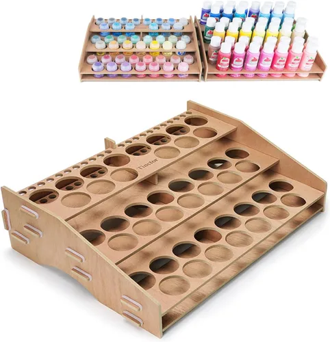 Vista 6 de tinctor Soporte de Pincel de Pintura de Madera para 44 Pinceles - Soporte de Escritorio Organizador de Pinceles, Estante de Sujeción