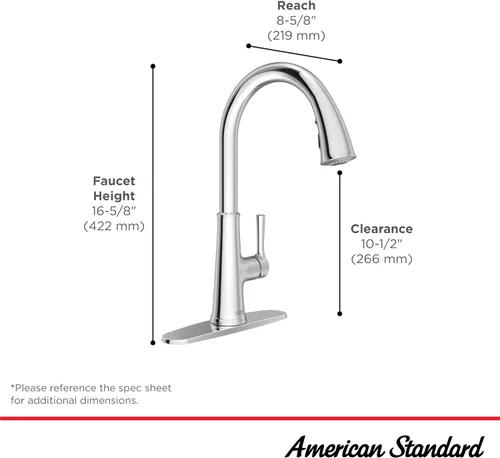 Vista 5 de American Standard 9319310.002 Renate Grifo de cocina desplegable con pulverizador cromado