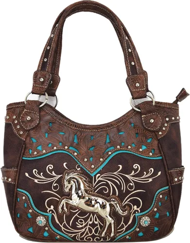 Vista 2 de Juego de monedero oculto de cuero con corte láser para caballo campo vaquera bolsos de hombro cartera