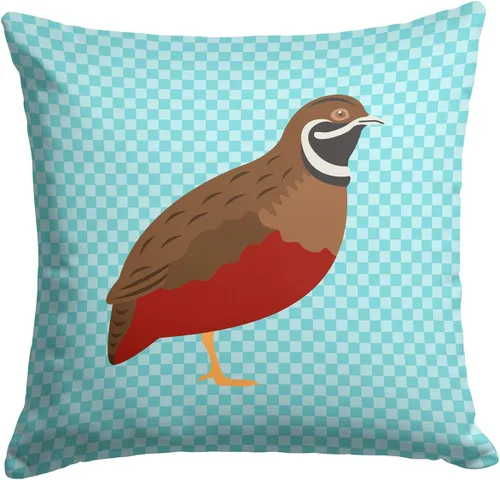 Vista 73 de Caroline's Treasures BB8163PW1414 Beltsville - Almohada decorativa de tela a cuadros pequeños, color blanco, pavo y gallina azul, lavable a máquina