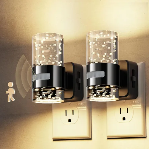 Vista 31 de L LOHAS LED Luz nocturna con sensor de movimiento, luces nocturnas de burbujas enchufables a la pared, luz nocturna de cambio de temperatura