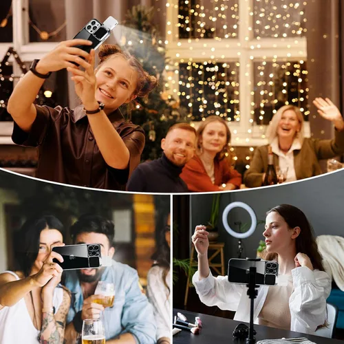 Vista 3 de Funda con luz LED para selfie para iPhone 14 Pro Max, funda iluminada, recargable, compatible con maquillaje en vivo, TikTok, video, selfie