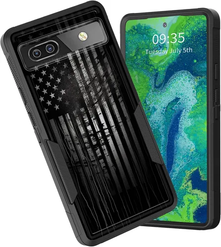 Vista 55 de Funda para Pixel 6A, funda protectora híbrida de doble capa resistente a prueba de golpes de policarbonato duro de silicona suave TPU para Google