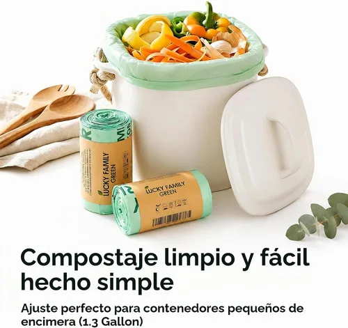 Vista 3 de Bolsas de abono de 1.3 galones para contenedor de encimera de cocina, compostables, 50