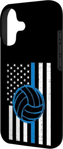 Vista 2 de US Flag Blue Line Volleyball Vintage Patriotic Police Cop Case for iPhone 17