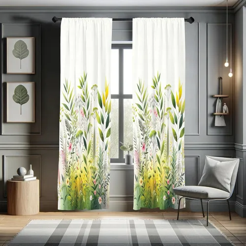 Vista 33 de Ambesonne Paquete de 2 cortinas otoñales para ventana, diseño otoñal con formas intrincadas en espiral y estampado de hojas voladoras, juego ligero