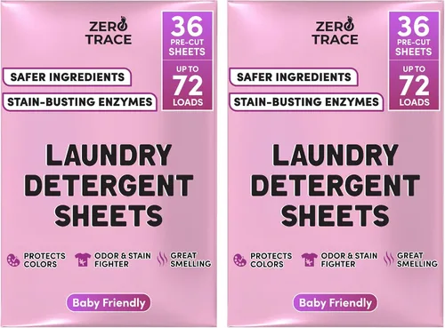 Vista 10 de Zero Trace Hojas de detergente para ropa totalmente natural, ecológicas, jabón de lavandería, detergente para ropa activa de viaje