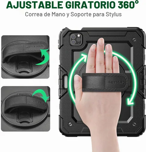 Vista 3 de SEYMAC Funda para iPad Pro 11 4ª/3ª/2ª/1ª generación 2022-2018, color negro