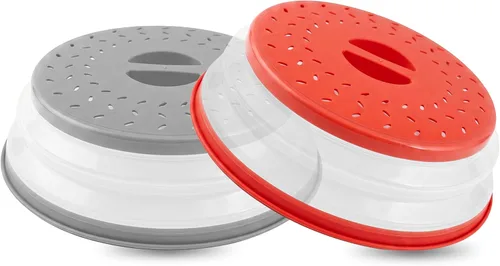 Vista 9 de Paquete de 1 fundas plegables para microondas, cubierta para salpicaduras de microondas para alimentos, diseño que ahorra espacio (10.5 pulgadas)
