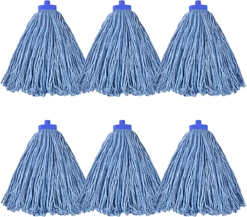 Vista 30 de Matthew - Cabezales de repuesto para trapeador húmedo de algodón resistente (azul, mediano, paquete de 12) con 2 paños de microfibra para uso