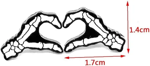 Vista 2 de Broche de mano con forma de calavera gótica para Halloween, con forma de corazón, estilo punk, para fiesta de noche, Metal, Sin gemas.