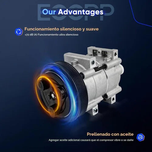 Vista 5 de ECCPP Compresor de A/C con embrague 1996-1997 compatible con Ford F-100 Ranger 2.3L 1998-2001 compatible con Mazda B2500 2.5L Compresor de A/C