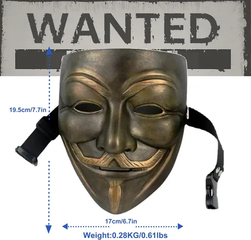 Vista 2 de Máscara V for Vendetta de hackers anónimos para fiestas temáticas de disfraces de cosplay