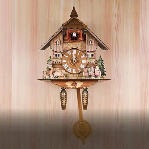 Vista 5 de LAPUTA Reloj de pared de madera preciso reloj colgante de madera estilo nórdico antiguo adornos decorativos para sala de estar 10