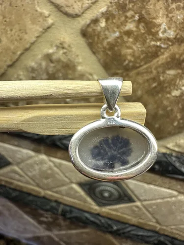 Vista 5 de Rare Scenic Dendritic Agate 925 Solid Sterling Silver Pendant 25mm