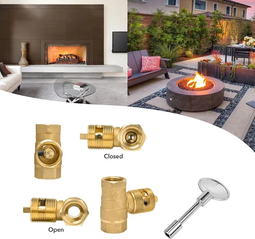 Vista 5 de Skyflame Kit de válvula de llave de gas recta de 1/2 pulgada para chimenea con brida, llave de 3 pulgadas y 12 pulgadas, cromada