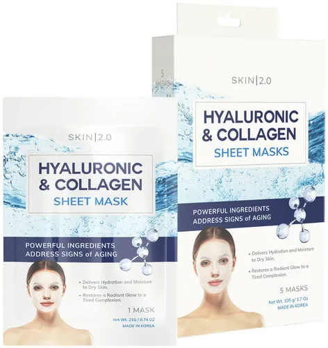 Vista 4 de Skin 2.0 Set de belleza hialurónico y colágeno - Suero, hidratante y mascarillas faciales