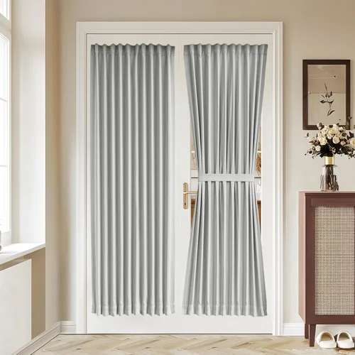 Vista 32 de Vatge Cortinas laterales autoadhesivas para puertas de cristal, sin taladro, extraíble, panel de filtrado de luz, 1 panel, 12 pulgadas de ancho x 60