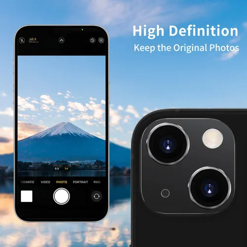Vista 3 de Protector de lente de cámara compatible con iPhone 15 y 15 Plus, protector de pantalla de vidrio templado antiarañazos, a prueba de golpes, funda