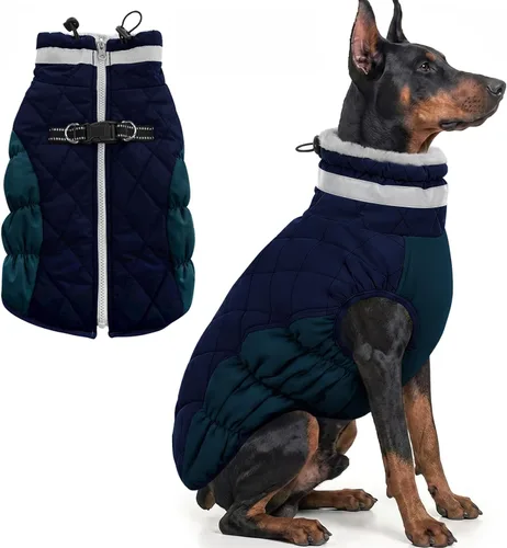 Vista 12 de AOFITEE Abrigo para perro, chaquetas cálidas para perros pequeños, abrigo de invierno para perros con arnés integrado, chaqueta de invierno