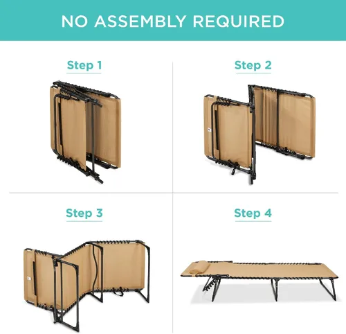Vista 6 de Best Choice Products - Tumbona para patio reclinable, plegable, portátil para exteriores, con 8 posiciones, asas, capacidad de 300 libras