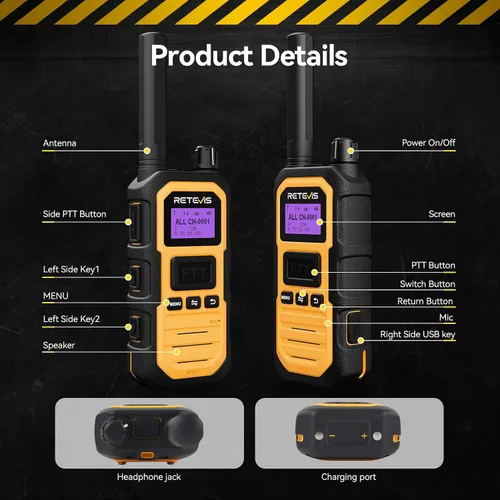 Vista 8 de Retevis Radios bidireccionales RB48D DMR de largo alcance, Walkie Talkies