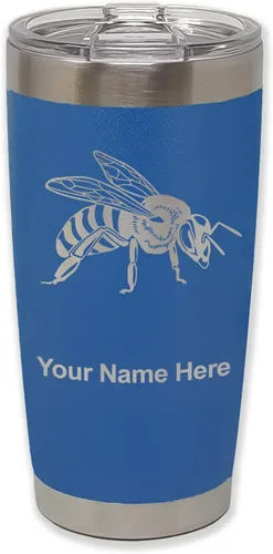 Vista 26 de LaserGram Vaso aislado al vacío de 20 onzas, abeja miel, grabado personalizado incluido (negro)