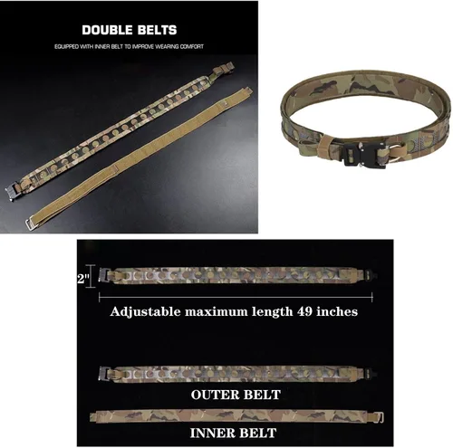 Vista 5 de Cinturones tácticos ligeros para hombres hebilla de liberación rápida Battle Molle cinturón exterior con cinturón